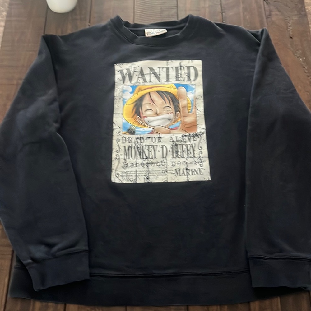 Japanese Brand x ONE PIECE Vintage Monkey D LUFFY Wanted Sweatshirt by Baleno - Picture 3 of 16